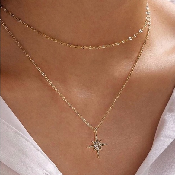 Gold Star Layered Necklace - Picture 1 of 5